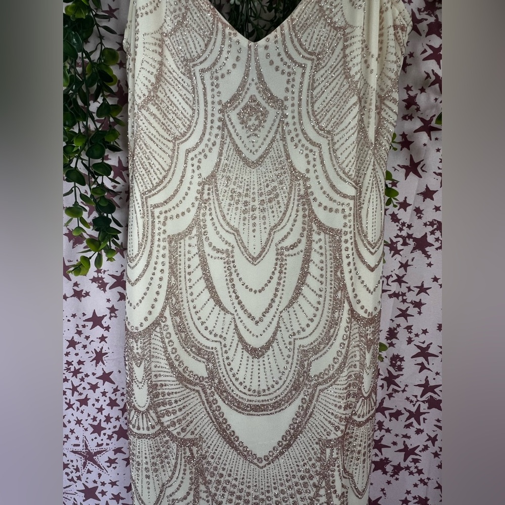 Jump Rose Gold Sequin Embellished Ivory Dress - Picture 2 of 8